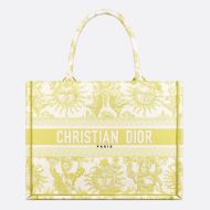 Dior Book Tote In Toile de Jouy Soleil Motif Canvas Lemon