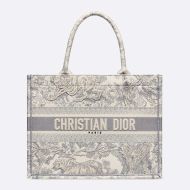 Dior Book Tote In Toile De Jouy Motif Canvas Grey