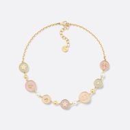 Dior D-Luck Necklace Metal with Resin Pearls and Multicolor Transparent Resin Gold