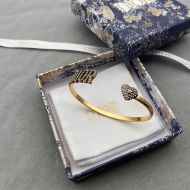 Diorevolution Bangle Metal with DIOR and Heart Signatures Embellished Crystals Gold
