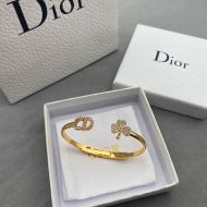 Dior Clair D Lune Hinge Bangle Metal with CD and Clover Signatures Embellished Crystals Gold