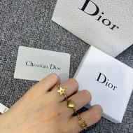 Dior Lucky CD Ring Set Antique Metal with Crystals Gold