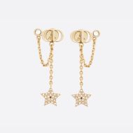 Dior Petit CD Earrings Metal with Crystals, Chains and Star Charms Embellished Crystals Gold