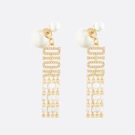 Dior Tribales Earrings Metal with Resin Pearls and DIOR Signatures Enhanced Baguette-cut Crystals Gold