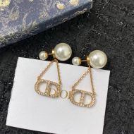 Dior Tribales Earrings Metal with Resin Pearls and CD Chain Charms Embellished Crystals Gold