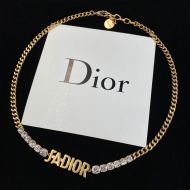 J'Adior Necklace Antique Metal with Crystals Gold