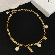 J'Adior Necklace Metal with Resin Pearls and Star Charm Gold