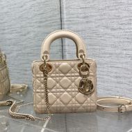 Mini Lady Dior Bag In Cannage Lambskin Apricot