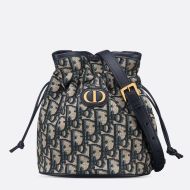 Mini Dior 30 Montaigne Bucket Bag Oblique Motif Canvas Blue