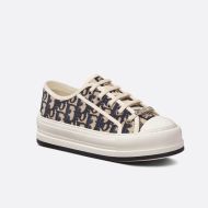 Walk'n'Dior Platform Sneakers Unisex Oblique Embroidered Cotton Blue