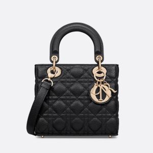 Small Lady Dior Bag Cannage Grained Calfskin Black