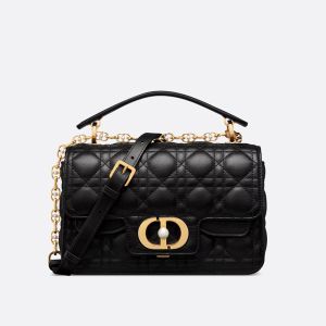 Small Dior Jolie Top Handle Bag Cannage Calfskin Black