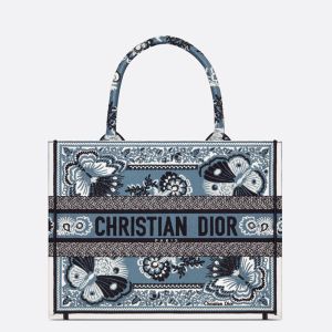 Dior Book Tote Butterfly Bandana Motif Canvas Blue