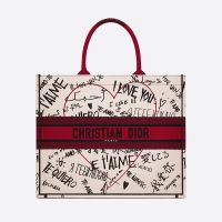 Dior Book Tote Dioramour Graffiti Embroidery White
