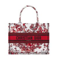 Dior Book Tote Le Coeur des Papillons Embroidery White/Red