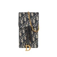 Dior Saddle Vertical Pouch Oblique Jacquard Blue