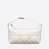 Medium DiorTravel Nomad Pouch Cannage Calfskin White