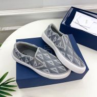 Dior B101 Slip-on Sneakers Unisex CD Diamond Motif Canvas and Smooth Calfskin Grey