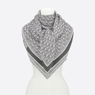 Dior Shawl D-Oblique Motif Wool, Silk and Cashmere Grey