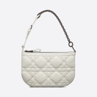 Mini Dior Caro Tulip Bag Quilted Macrocannage Calfskin White