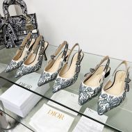 J'Adior Slingback Pumps Women Brocart Motif Canvas Blue