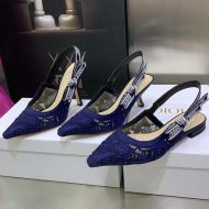 J'Adior Slingback Pumps Women D-Lace Macrame Motif Mesh Blue