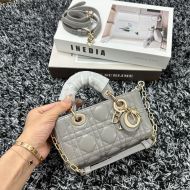 Micro Lady D-Joy Bag Cannage Lambskin Grey