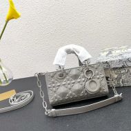 Micro Lady D-Joy Bag Ultramatte Cannage Calfskin with Diamond Motif Grey
