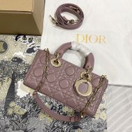 Small Lady D-Joy Bag Cannage Lambskin Taupe