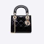 Mini Lady Dior Bag Patent Cannage Calfskin Black