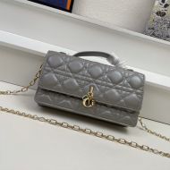Mini Miss Dior Top Handle Bag Cannage Lambskin Grey